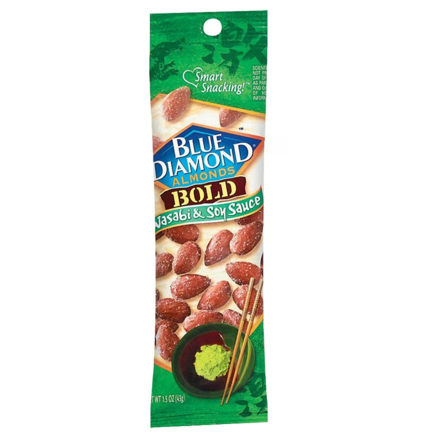 Front image of Blue Diamond Almonds Wasabi & Soy Sauce 1.5oz