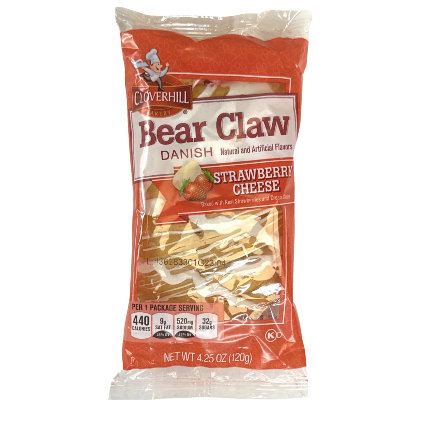Front image of Cloverhill Bear Claw Danish Strawberry Cheese