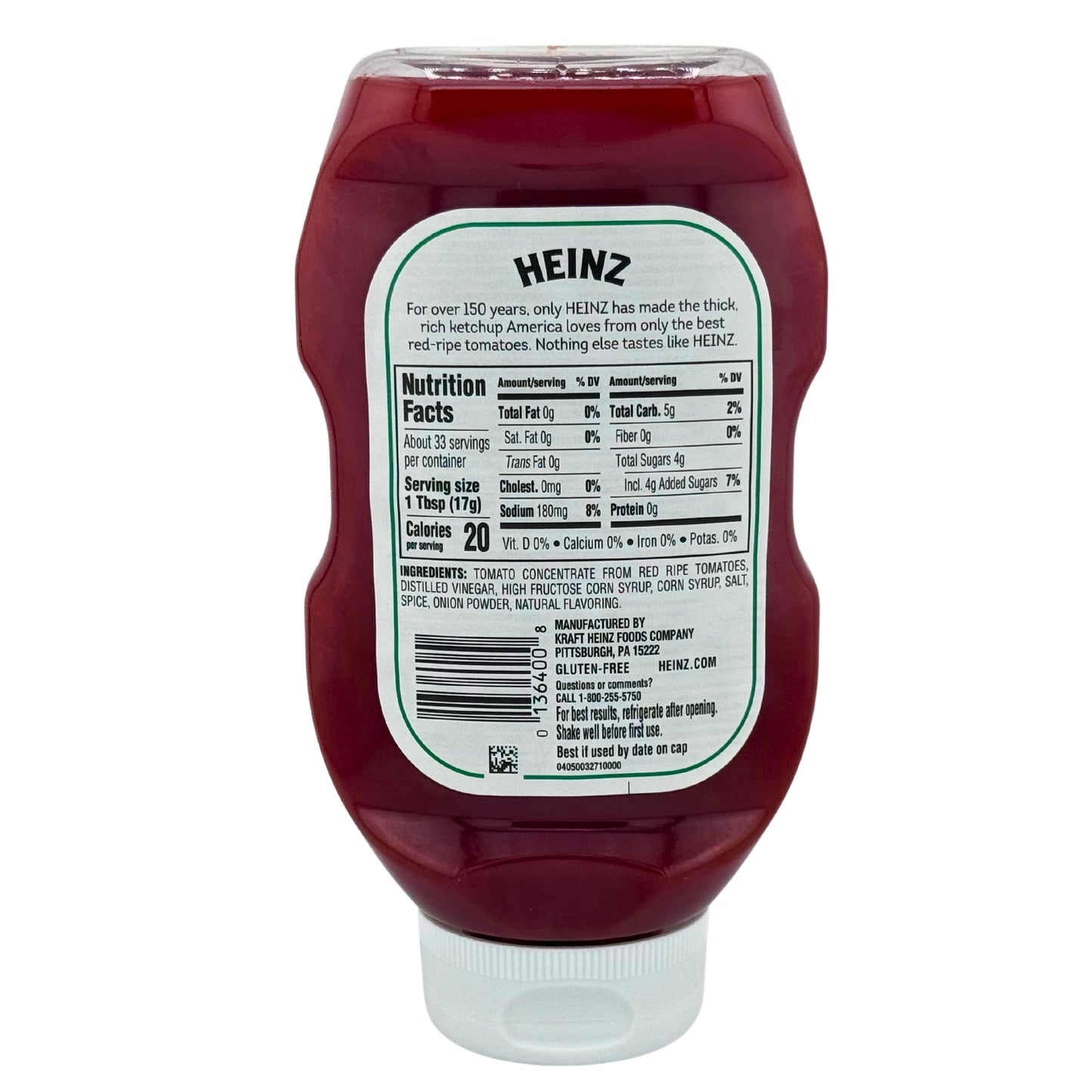 Back of Heinz Tomato Ketchup 20oz.