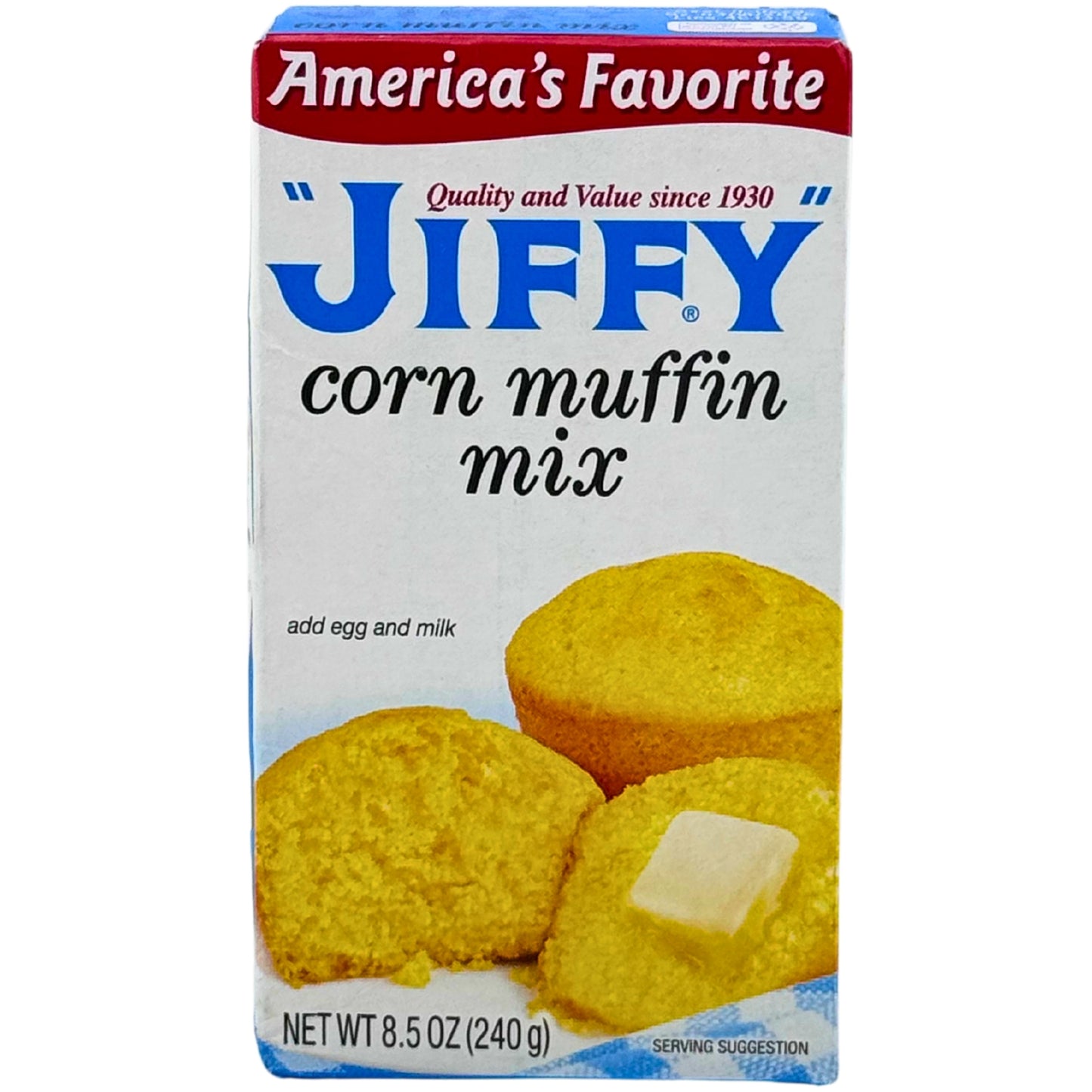 Front image of Jiffy Corn Muffin Mix 8.5oz