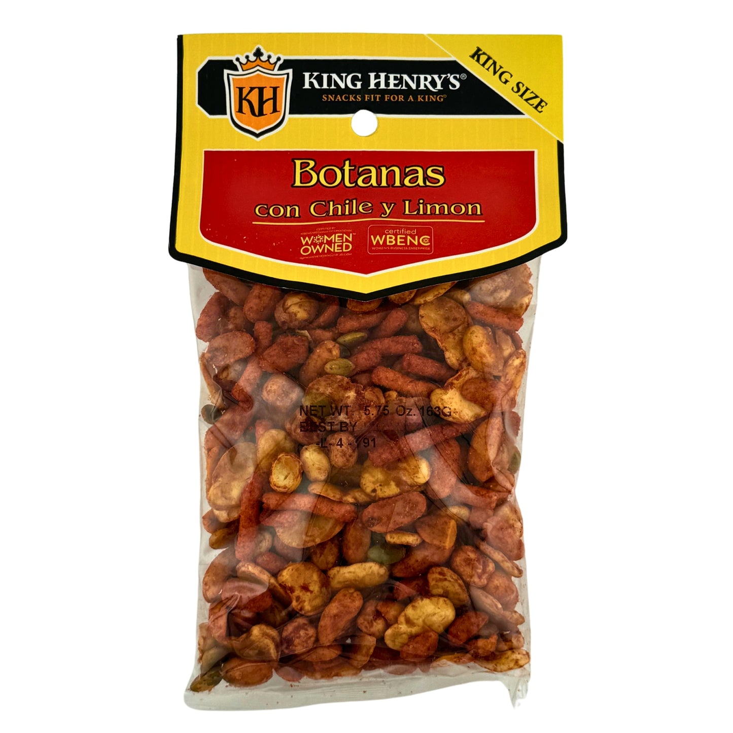 Front image of King Henry Botanas Con Chili y Limon 163g