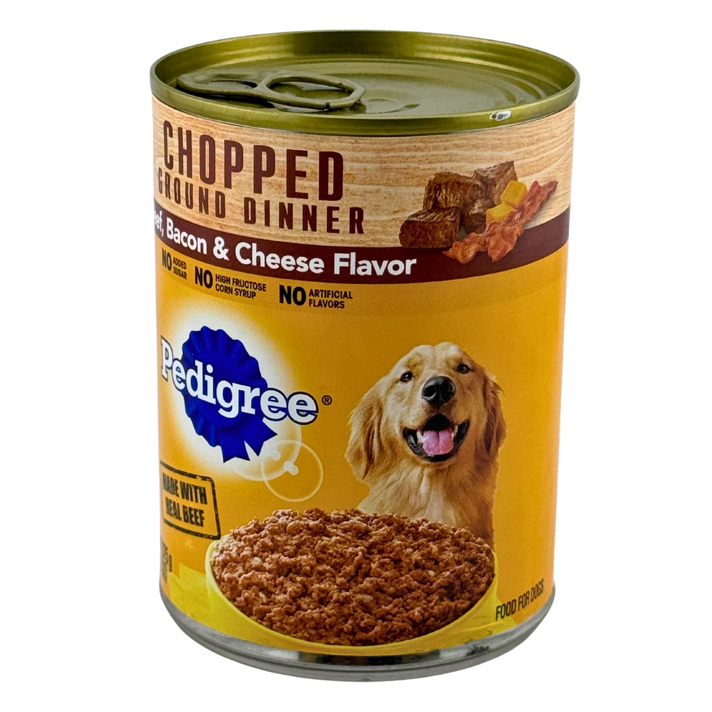 Front image of Pedigree Adult Dog Food Chopped Ground Dinner Beef, Bacon & Cheese Flavor 13.2oz