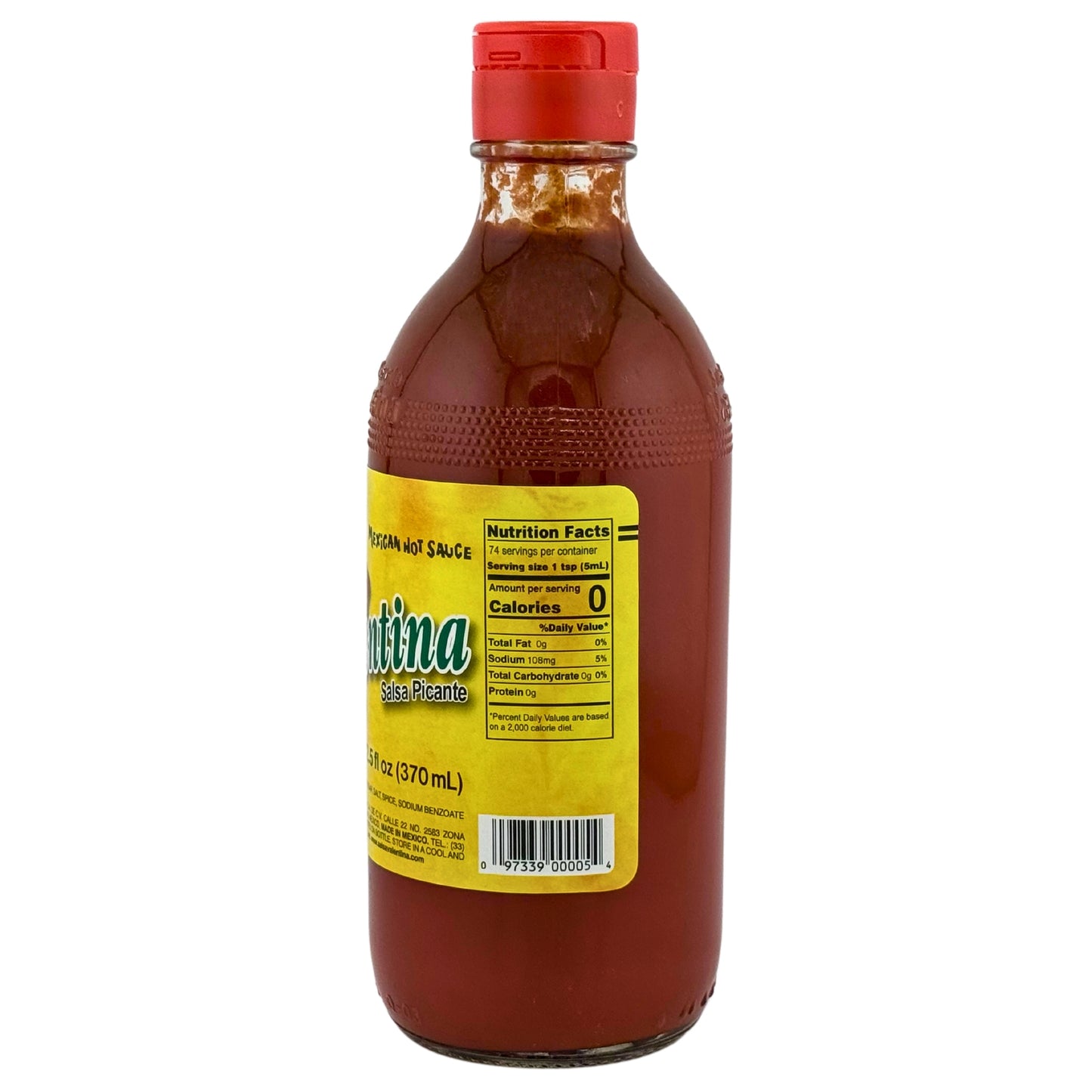 Back of Valentina Salsa Picante 12.5oz