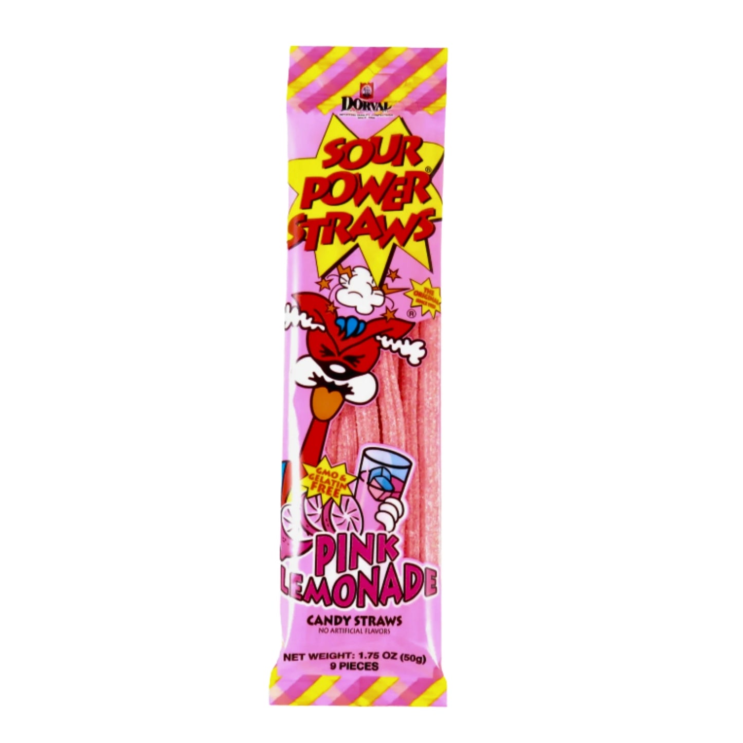 Dorval Sour Power Straws Pink Lemonade 1.75oz