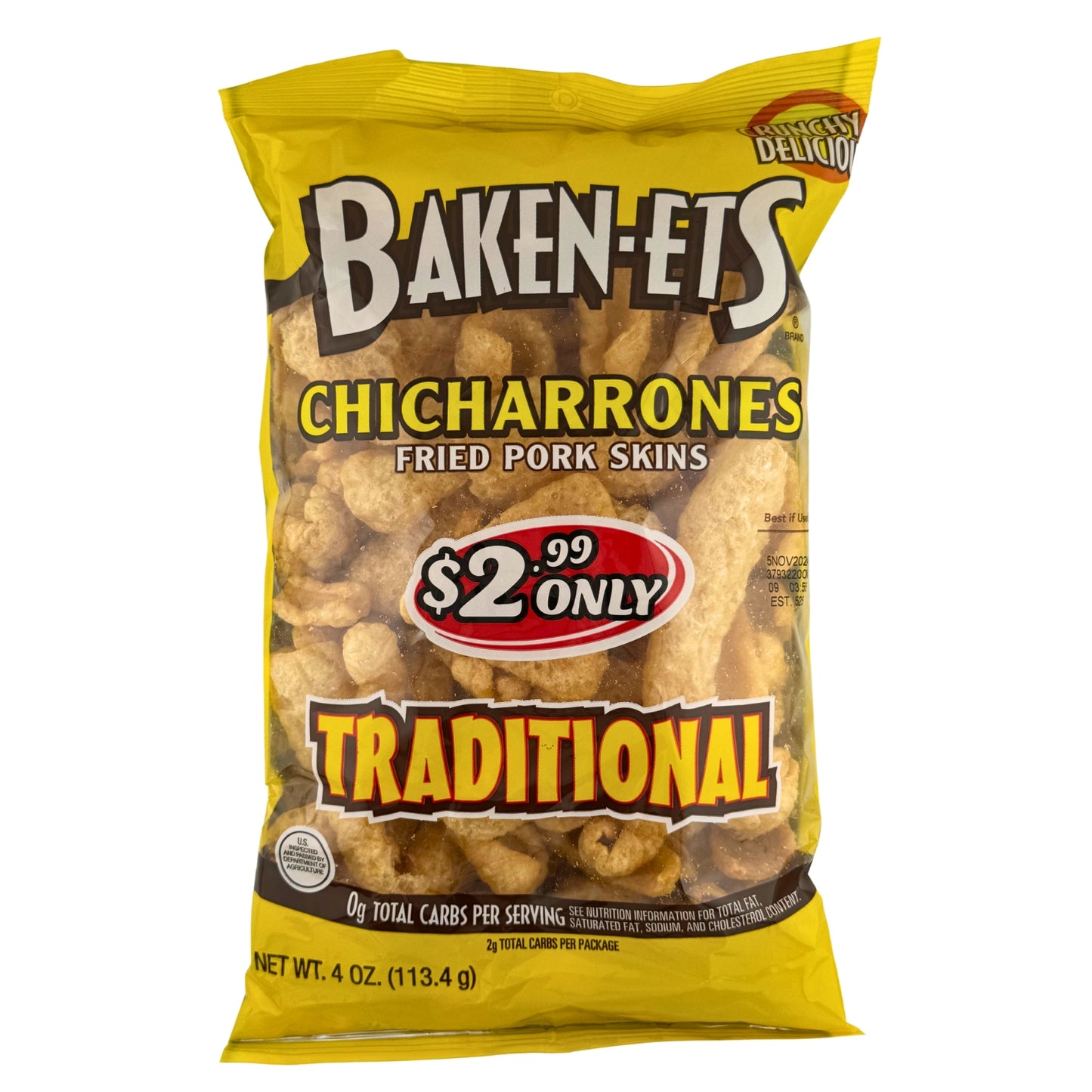 Front image of Baken-Ets Chicharrones Traditional 113.4g