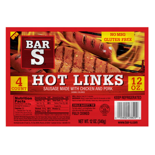 Front image of Bar S Hot Link 4ct 12oz