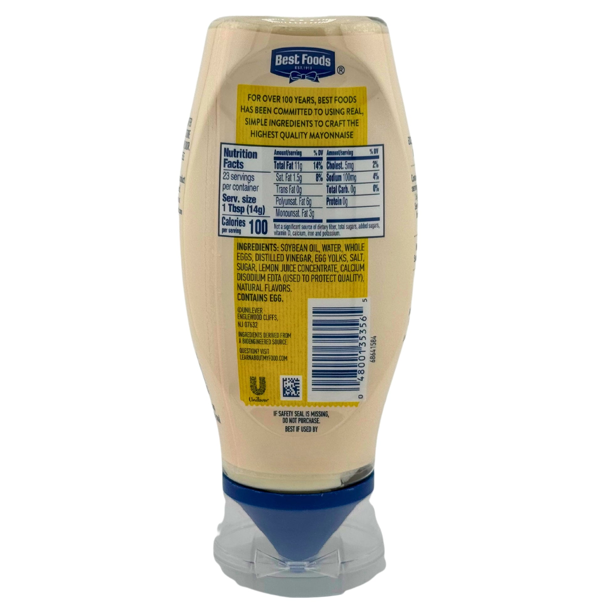 Back image of Best Foods Real Mayonnaise 11.5oz