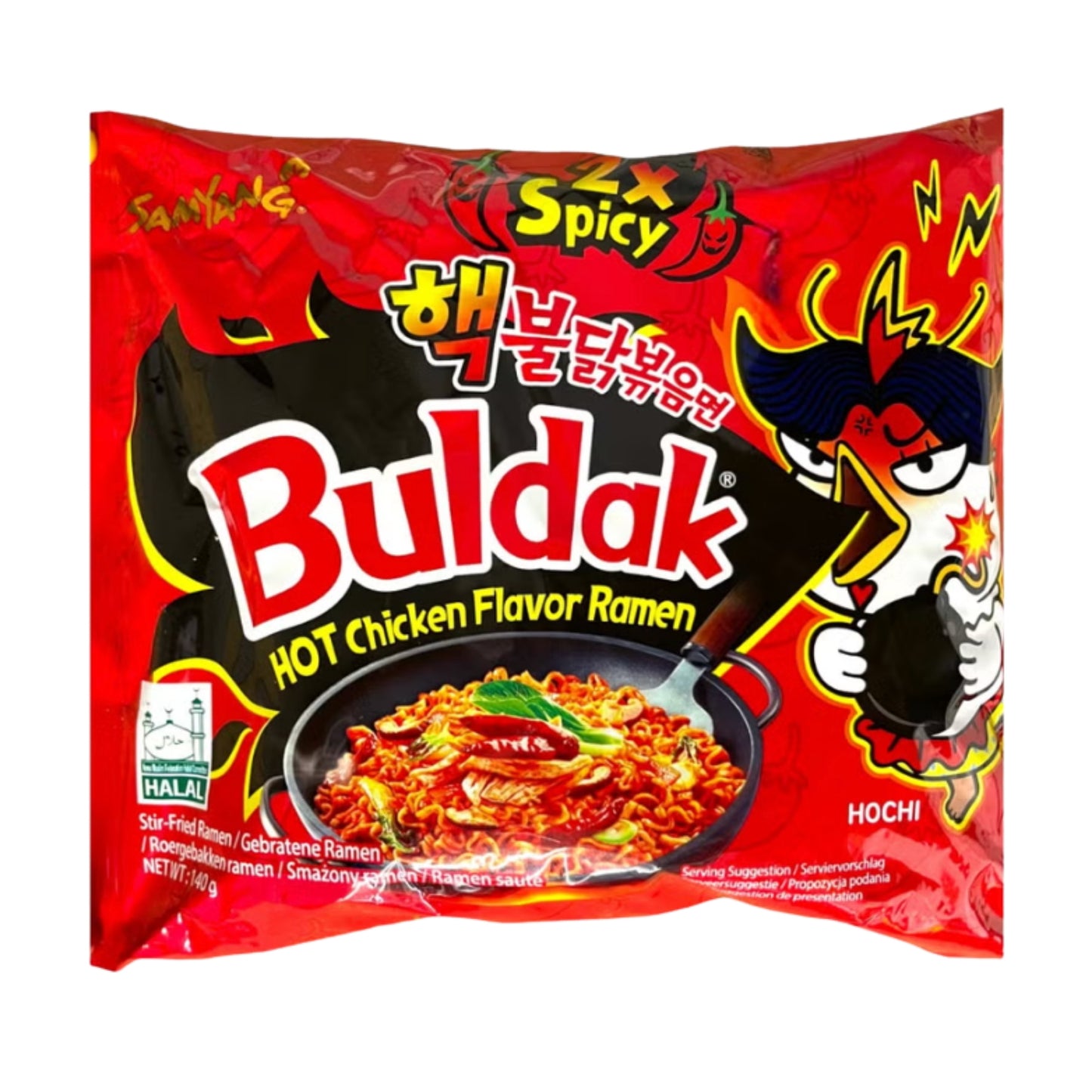 Front image of  Buldak 2x Spicy Hot Chicken Ramen 140g