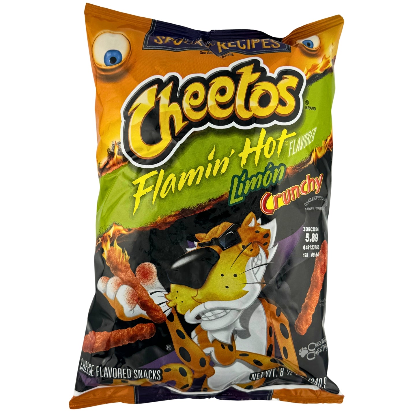 Front image of Cheetos Flamin Hot Limon Crunchy 240.9g