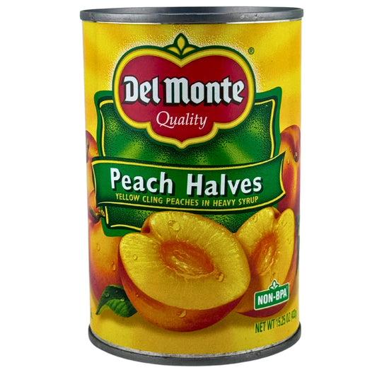 Front image of Del Monte Yellow Cling Peach Halves In Heavy Syrup 15.25oz