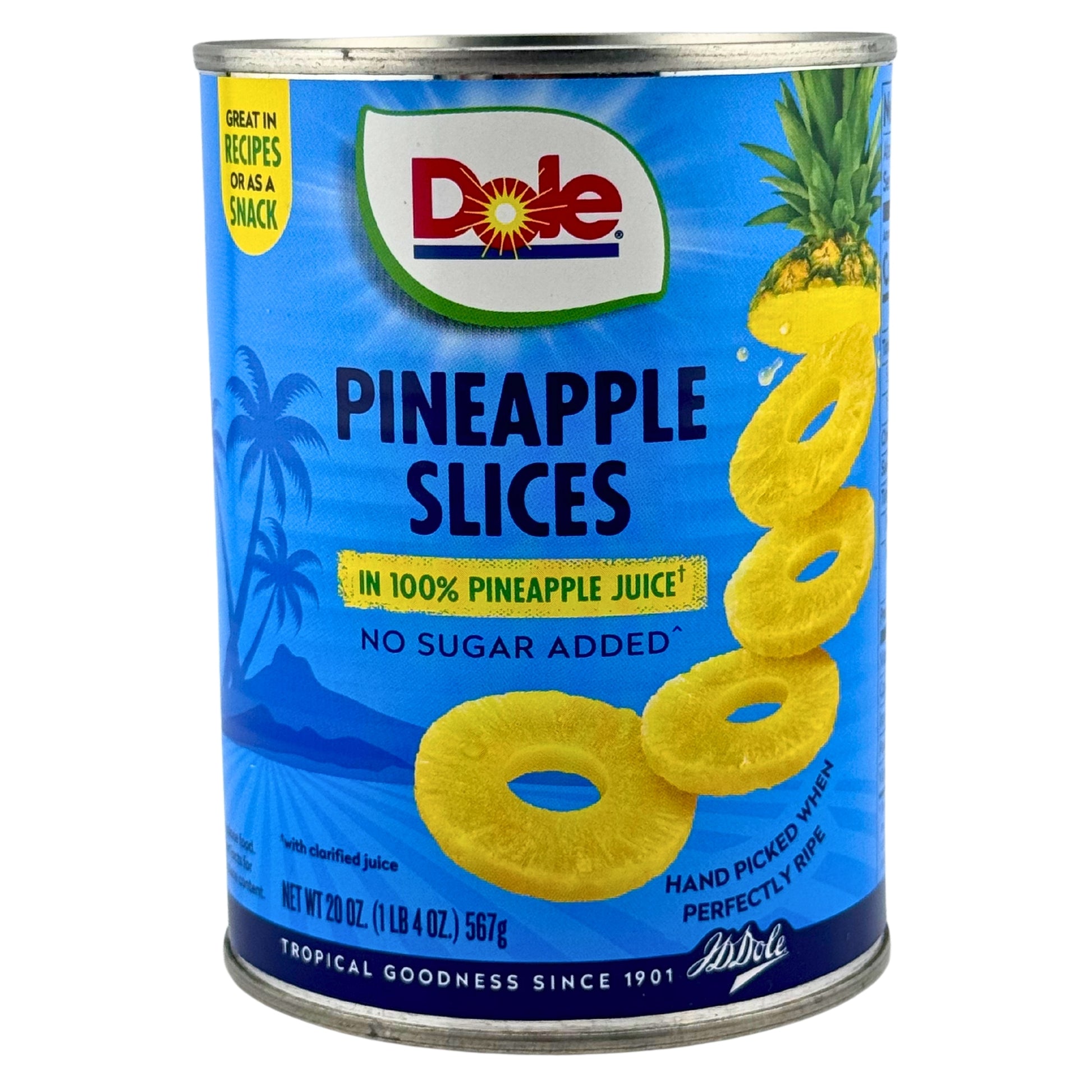 Front Image of Dole Pineapple Slices In 100% Pineapple Juice 20oz