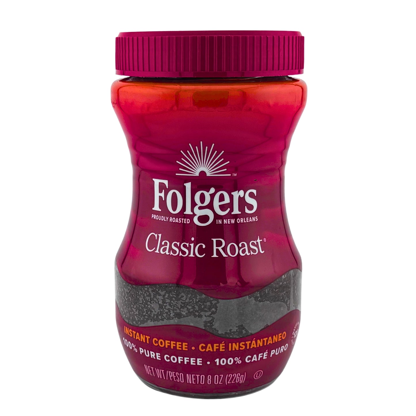 Front image of Folgers Classic Roast Instant Coffee 8oz