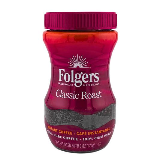 Front image of Folgers Classic Roast Instant Coffee 8oz