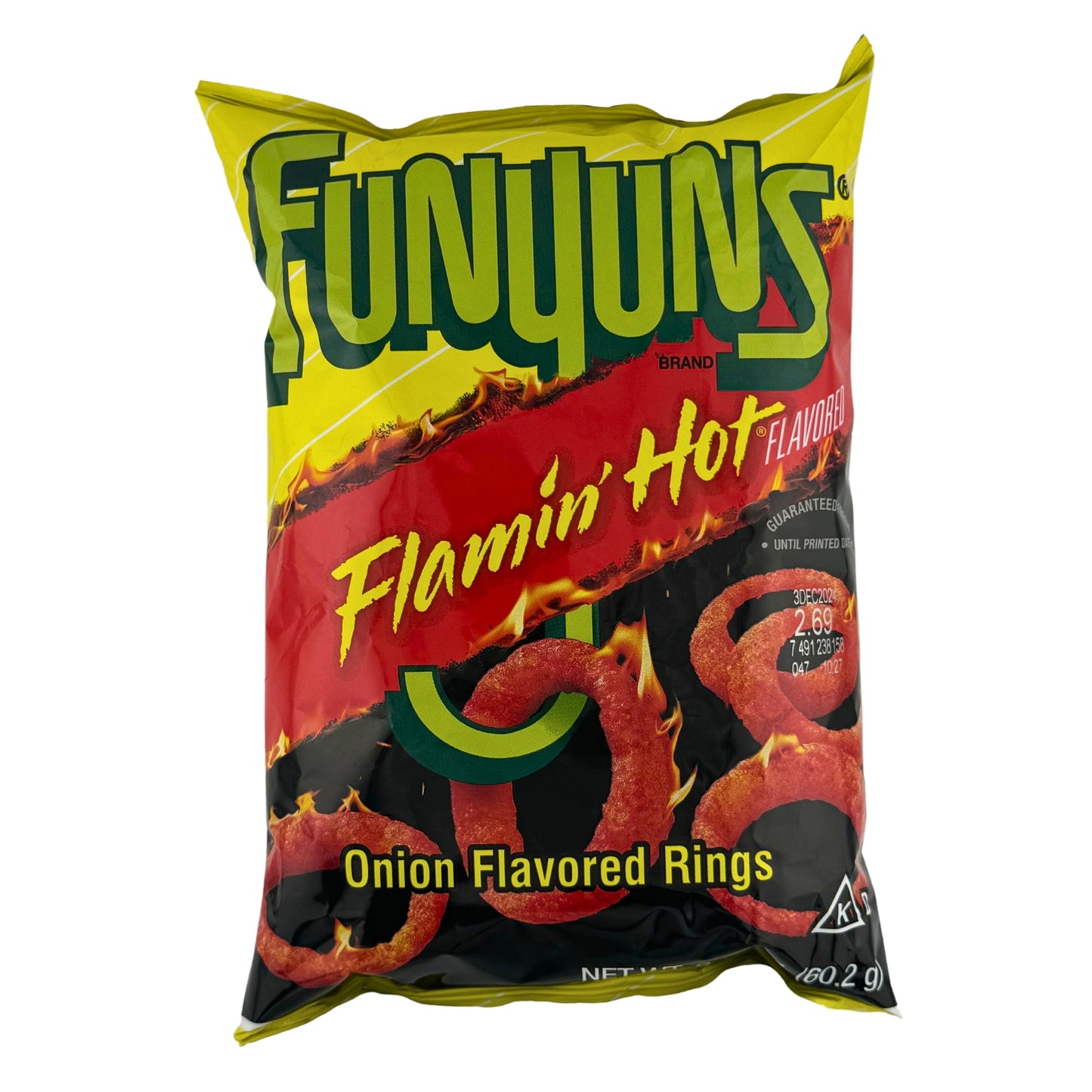 Front image of Funyuns Flamin Hot Onion Flavored Rings 60.2g