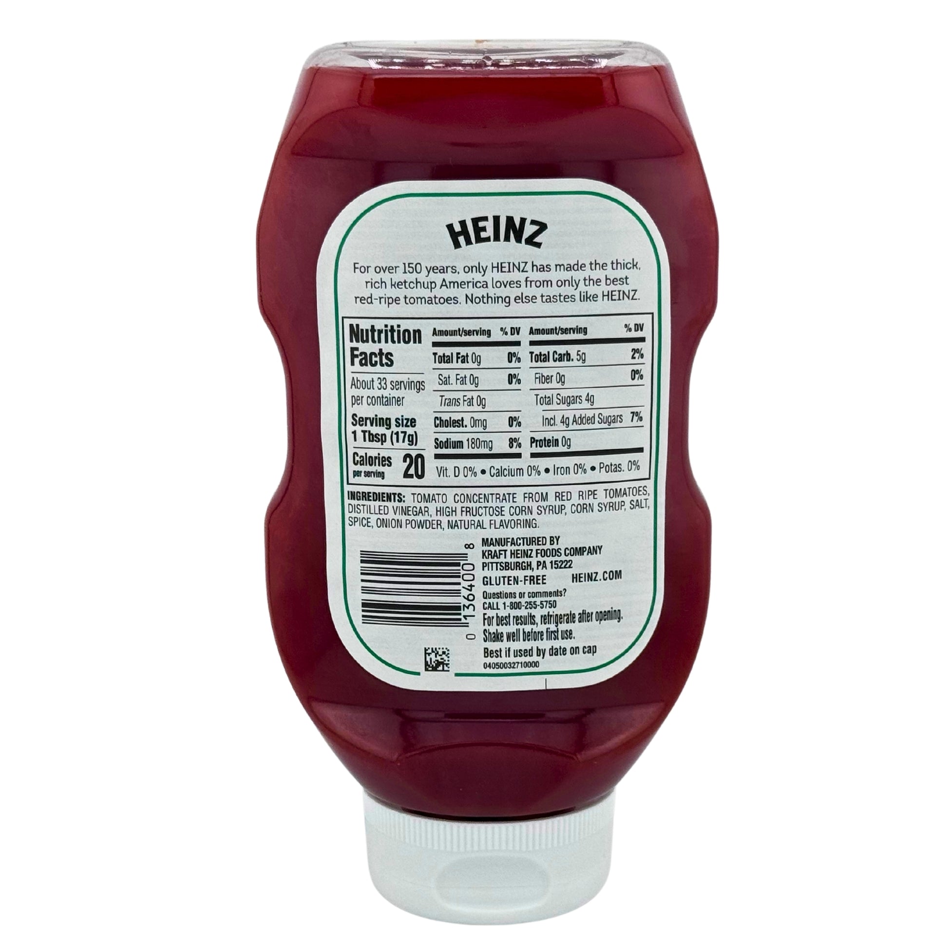 Back of Heinz Tomato Ketchup 20oz.
