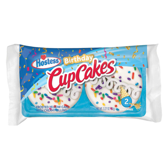 Front image of Hostess Birthday Cupcakes 2 Cakes