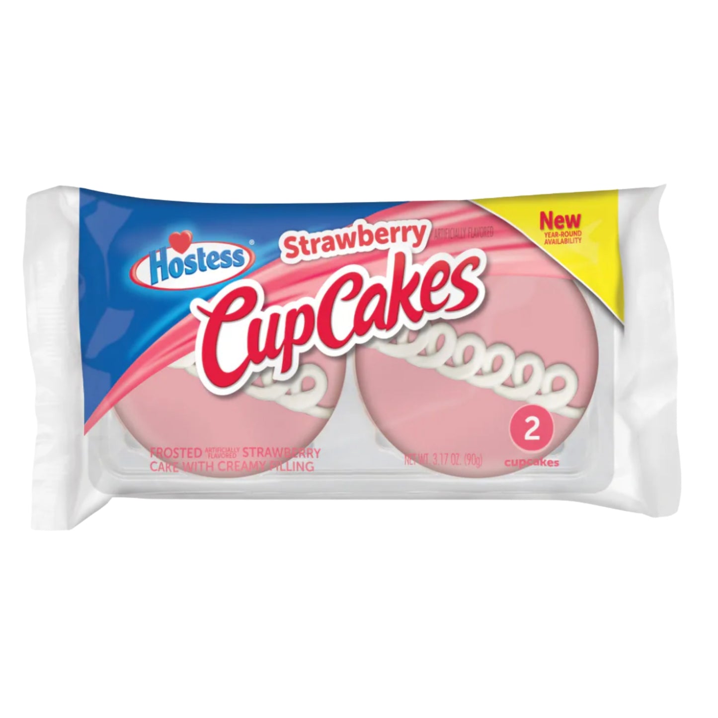 Front image of Hostess Strawberry Cupcakes 2 Cakes