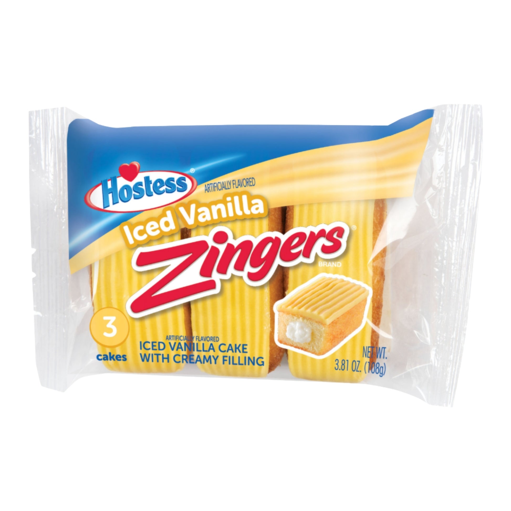 Front image of Hostess Zingers Iced Vanilla 3.81oz