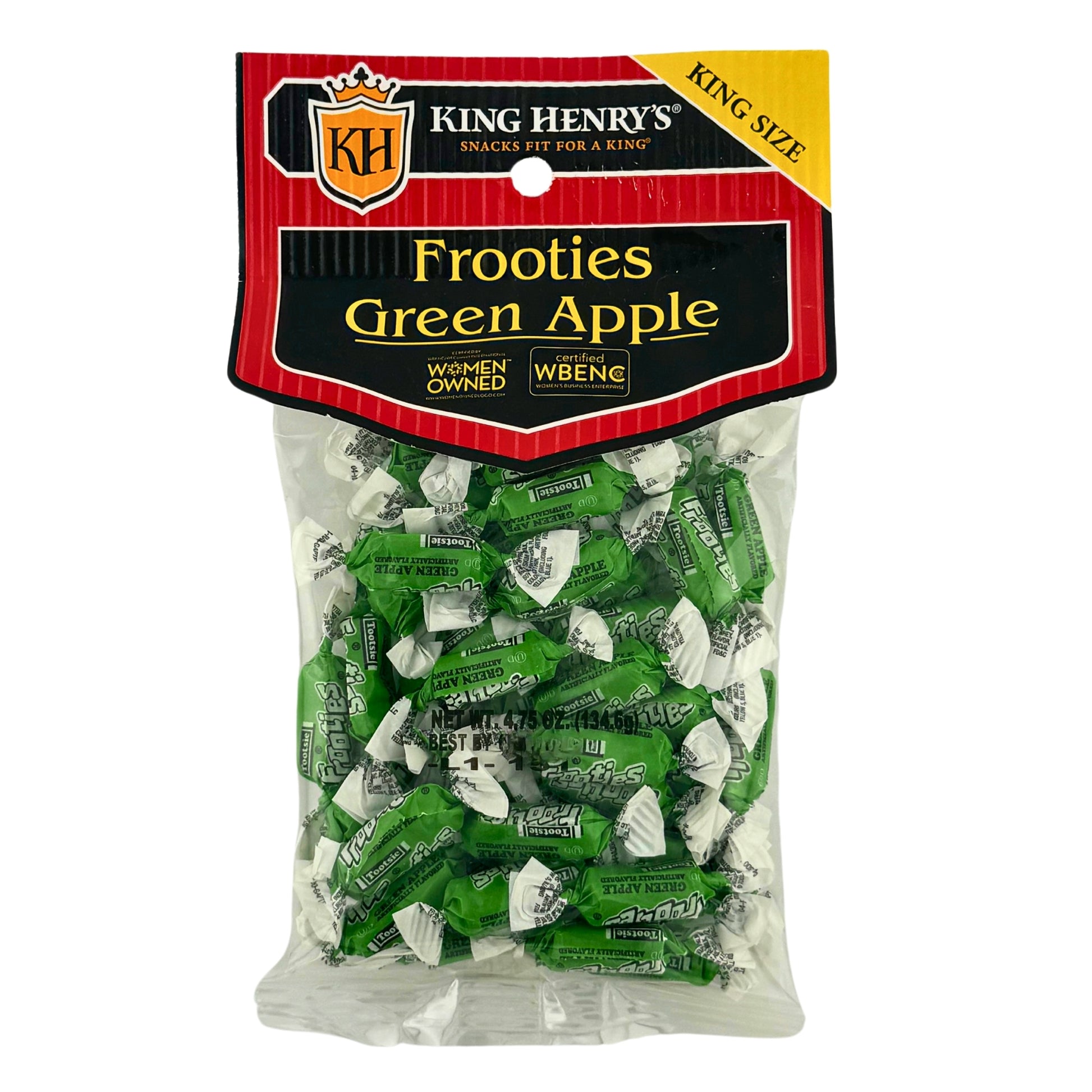 Front image of King Henry Frooties Green Apple 134.6g