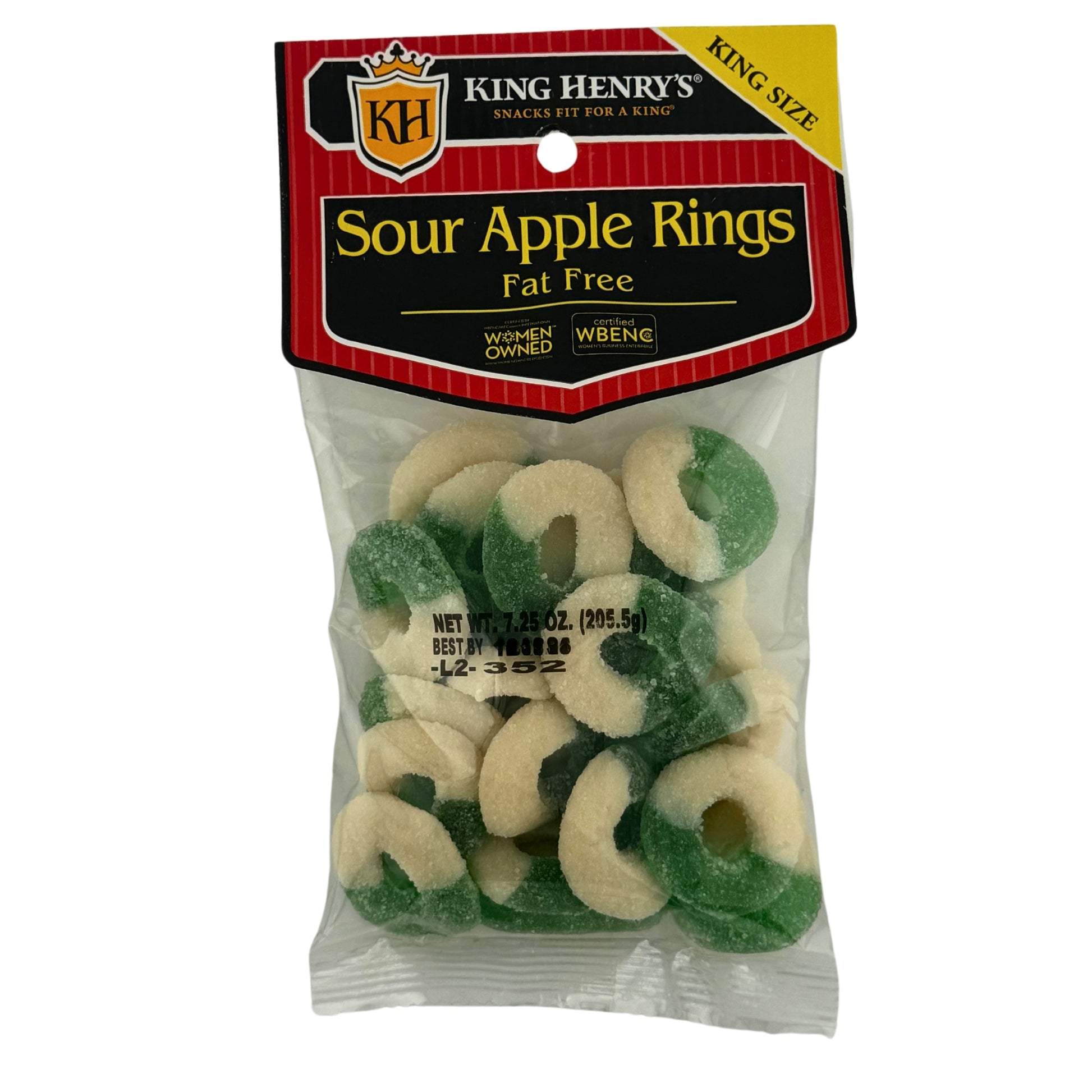 Front image of King Henry Sour Apple Rings 205.5g