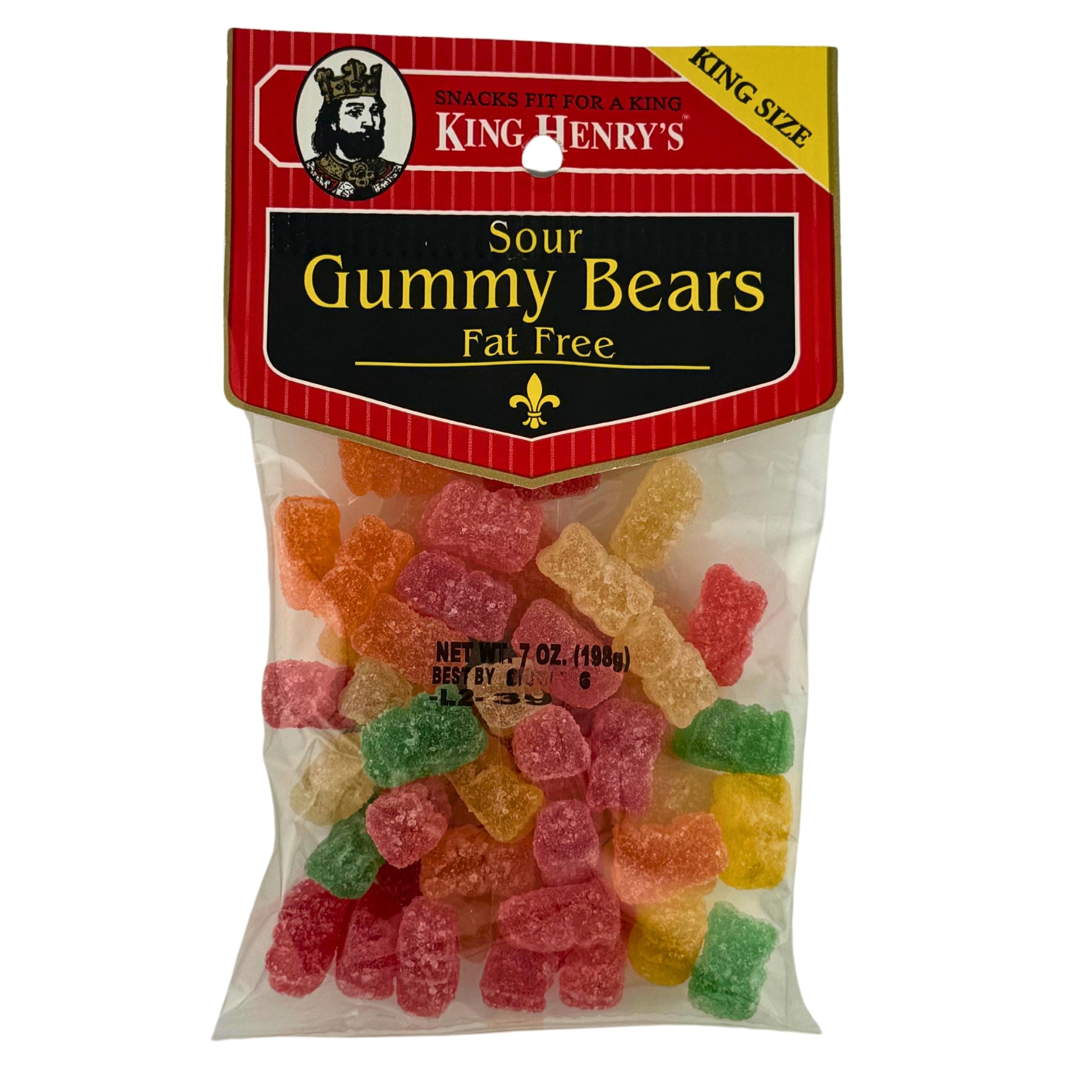 Front image of King Henry Sour Gummy Bears 198g