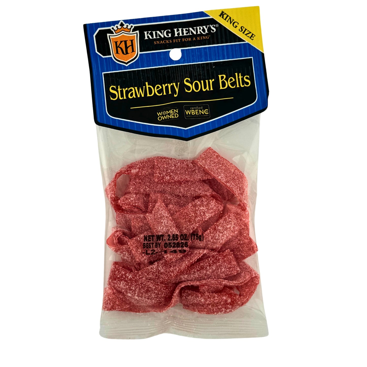 Front image of King Henry Strawberry Sour Belts 75g