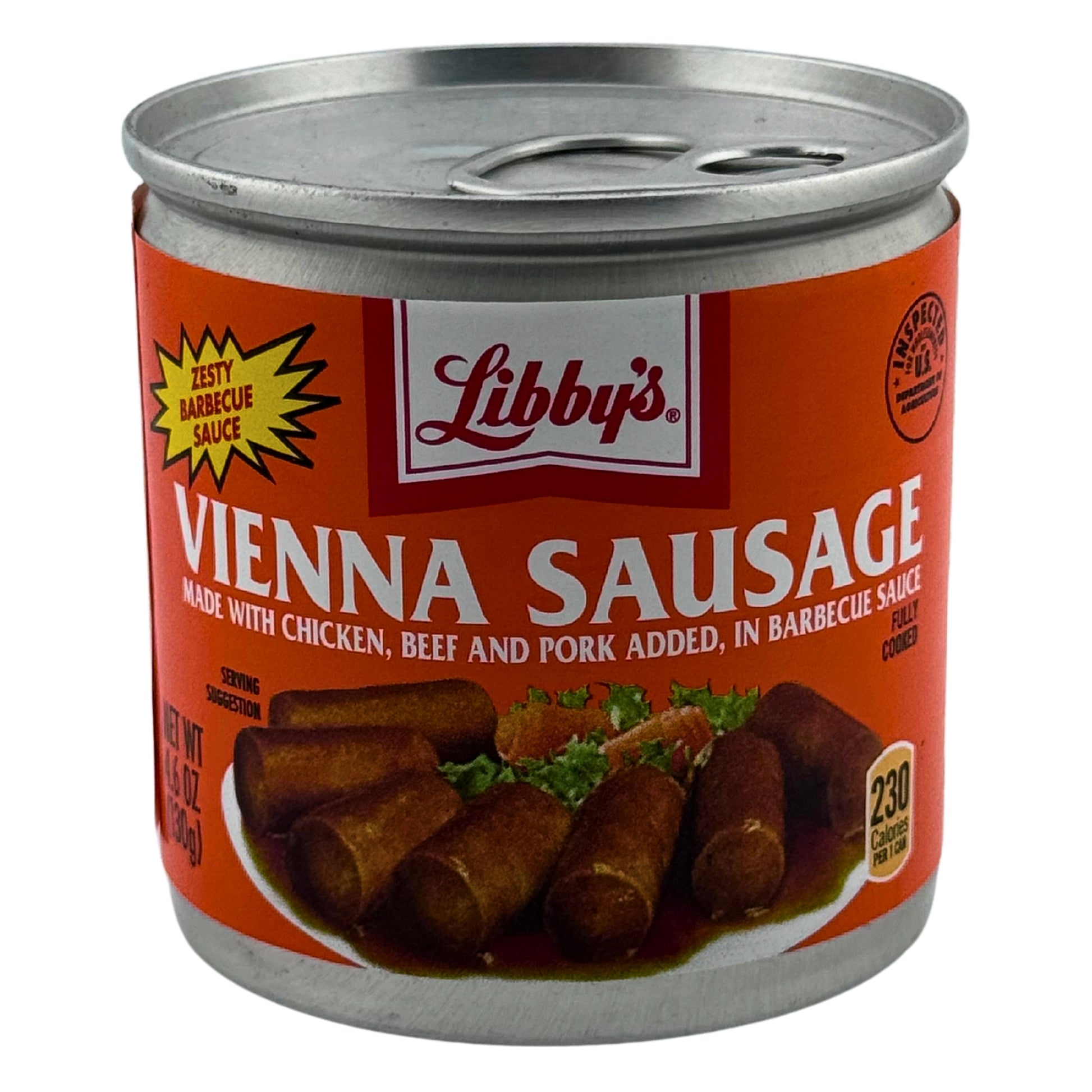 Front Image of Libby’s Vienna Sausage Chiken, Beef And Pork In Barbecue Sauce 4.6oz