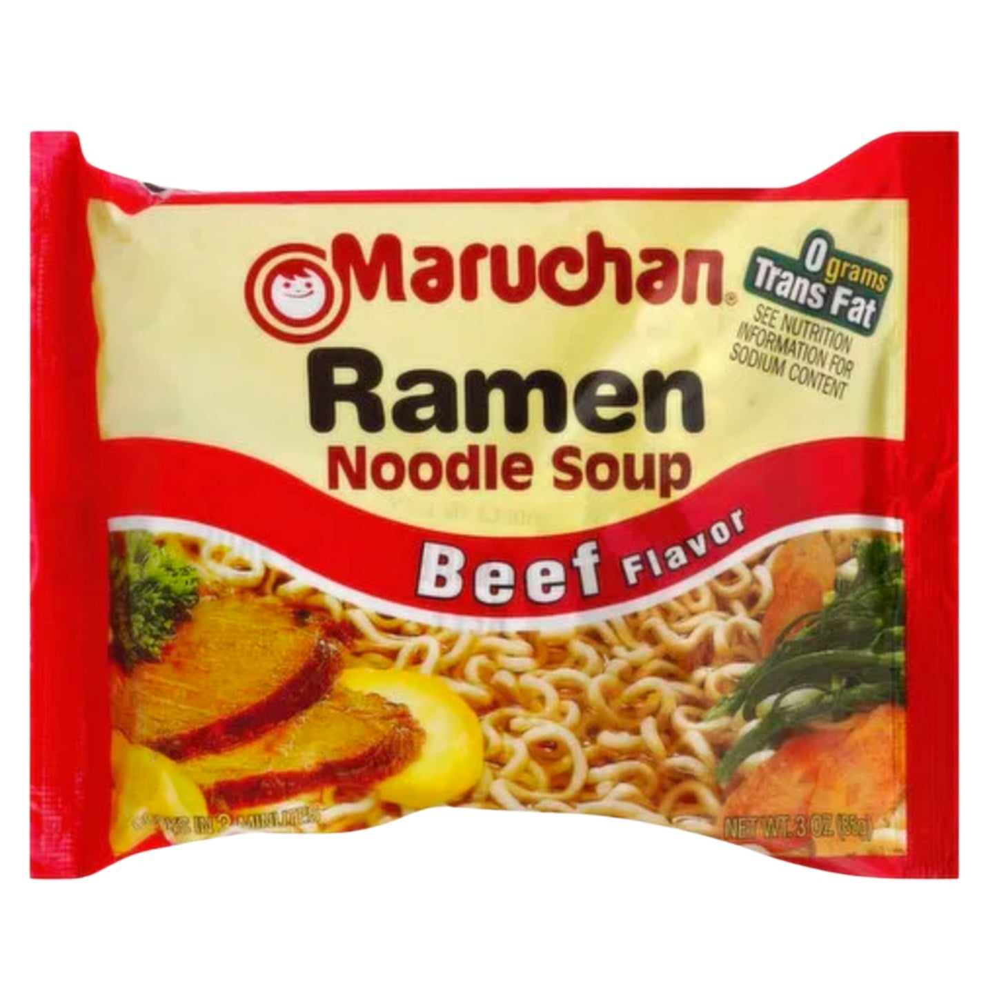Front image of Maruchan Beef Ramen Noodle Soup Pack 85g