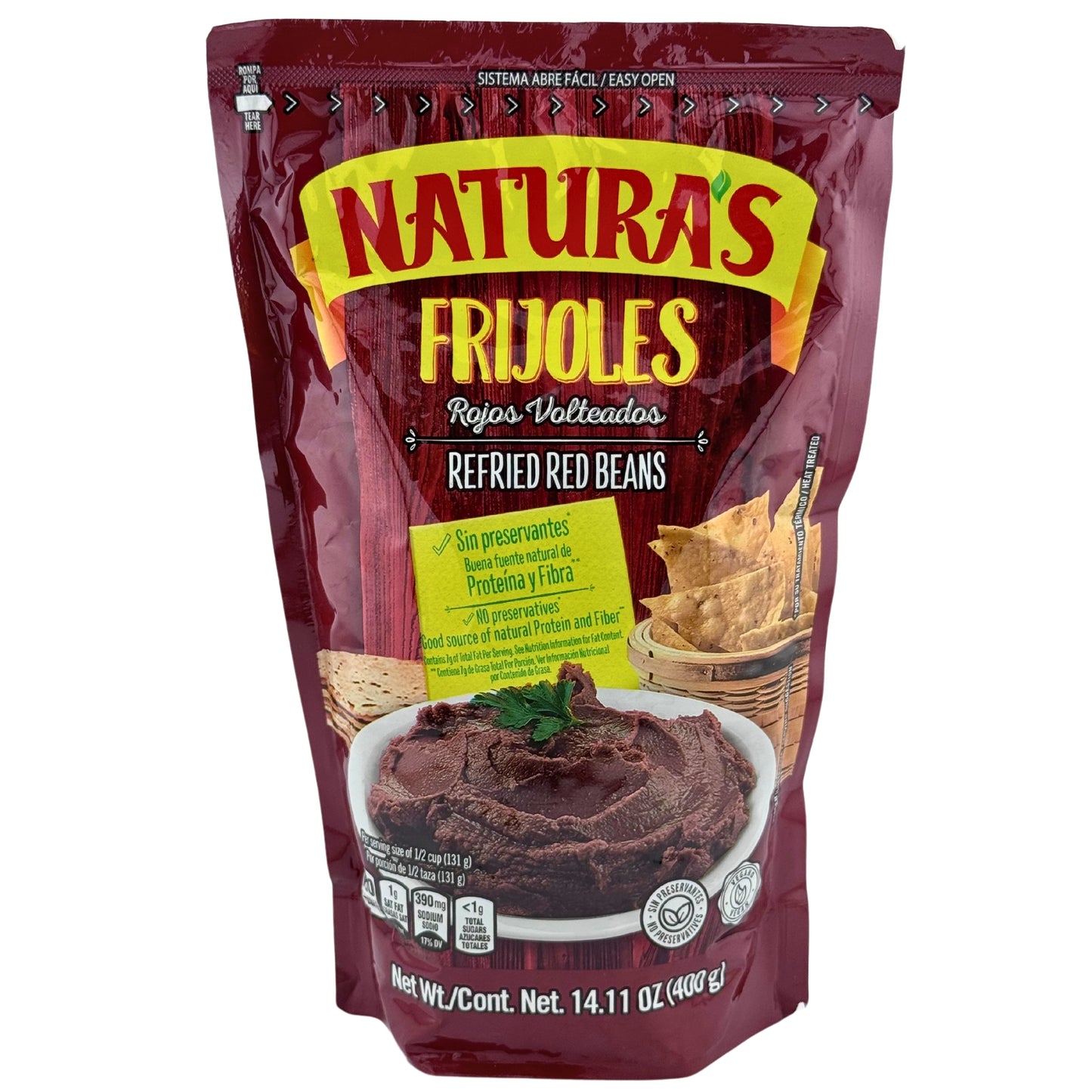 Front image of Naturas Refried Red Beans | Frijoles Rojos Volteados 400g
