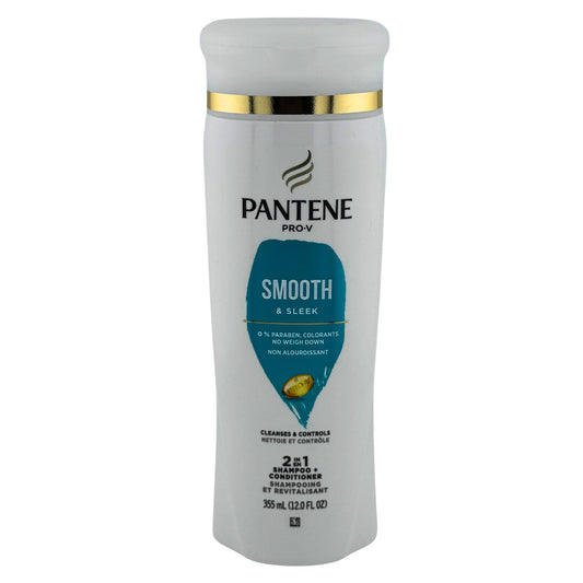 FRONT image of Pantene Pro-V 2-in-1 Smooth & Sleek Shampoo & Conditioner 12oz