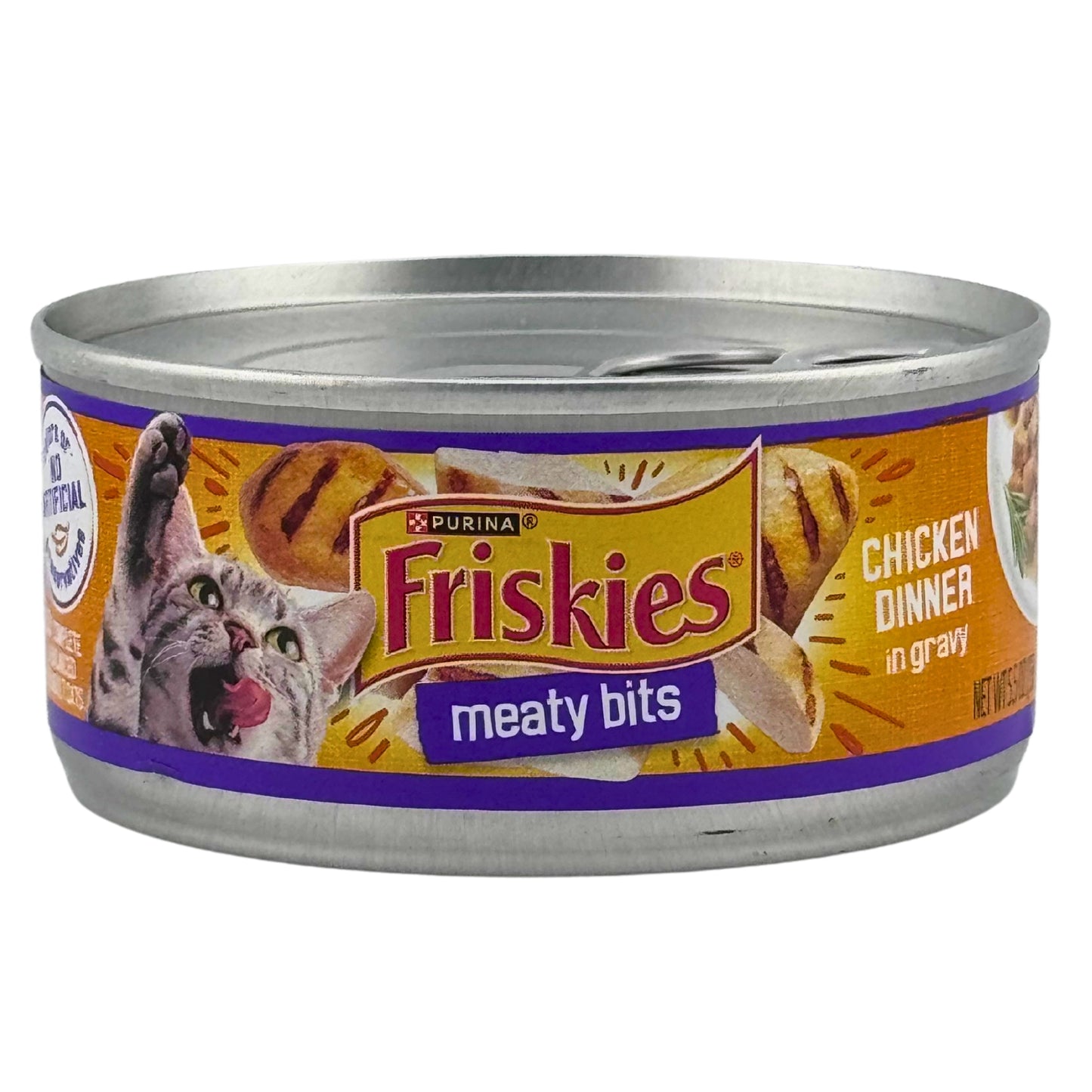 Front image of Purina Friskies Meaty Bits Chicken Dinner In Gravy 5.5oz