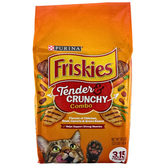 Front image of Purina Friskies Tender & Crunchy Combo Dry Cat Food (3.15 lb)
