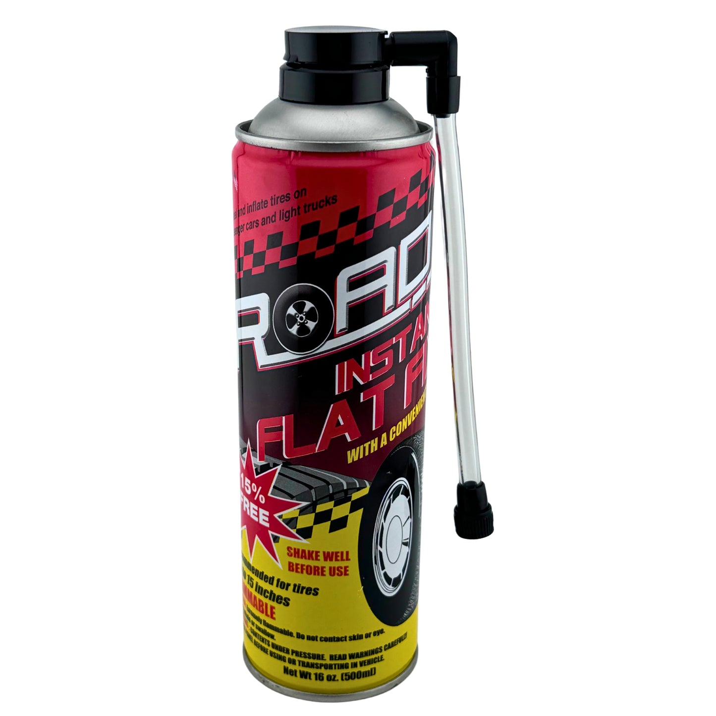 Front image of Road Instant Fixes Flat Tire Easy Hose Tire Inflator Air Filler Sealant 16oz