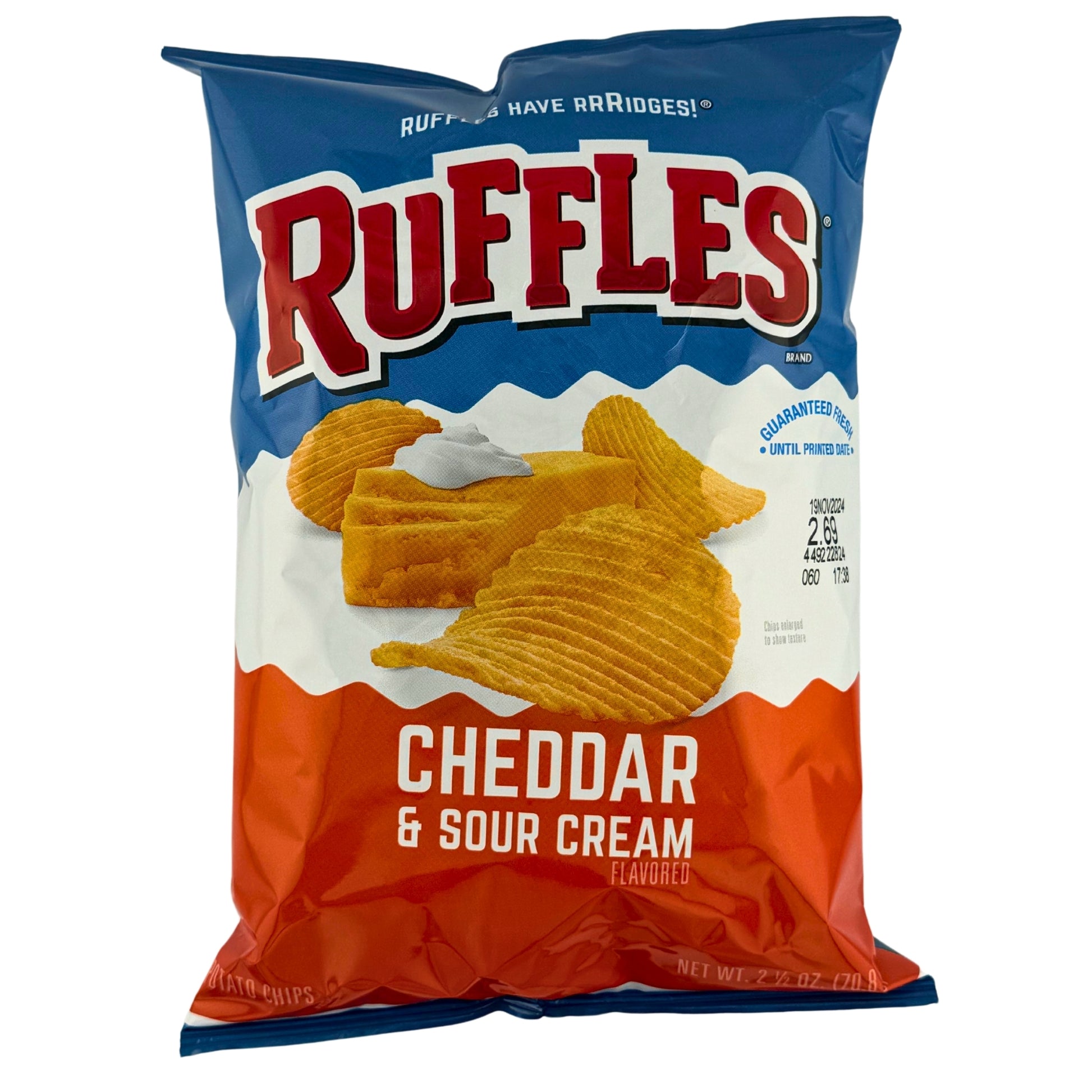 Front image of Ruffles Cheddar & Sour Cream 70.8g