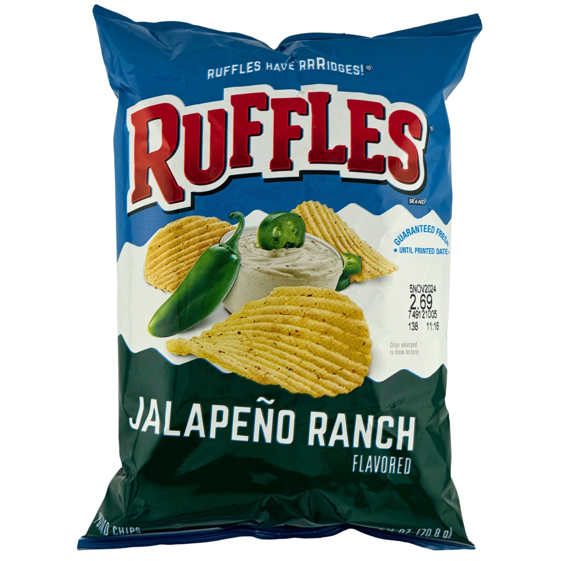 Front image of Ruffles Jalapeño Ranch 70.8g