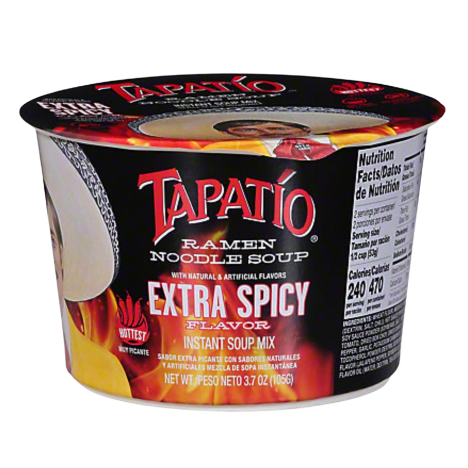 Front image of Tapatio Extra Spicy Ramen Hot Noodle Soup 3.7oz